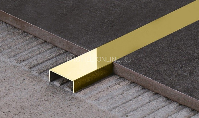 Нержавеющий П-профиль стальной 10х15 Kepler Profiles FSUP15-GP золото полированное 2,7 м