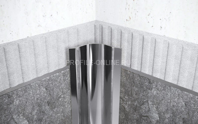 Нержавеющий уголок стальной внутренний округлый с загнутыми краями 30х30 мм FVR 30 P полированная сталь 300 см