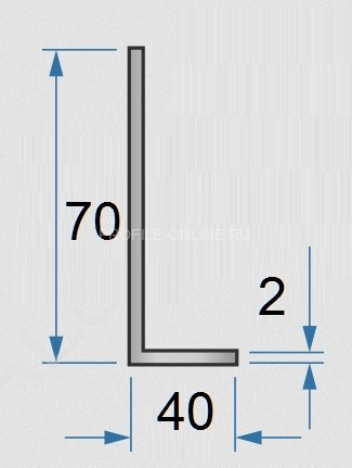 Алюминиевый уголок 40х70х2 мм разнополочный 3м