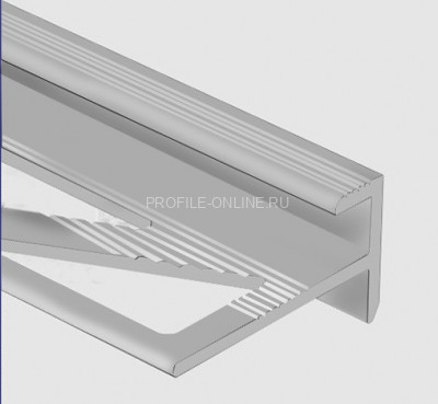 Алюминиевый профиль F-образный с рифлением 10 мм PV53-00 натуральный 2,7 м