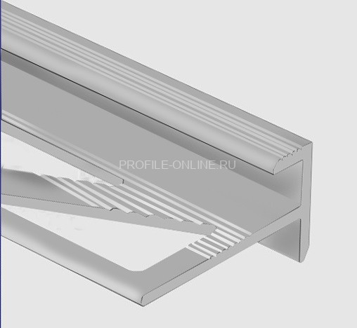 Алюминиевый профиль F-образный с рифлением 10 мм PV53-00 натуральный 2,7 м