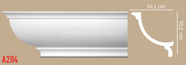 Плинтус потолочный гладкий DECOMASTER A204 (103x101x2000) ударопрочный, белый, под покраску