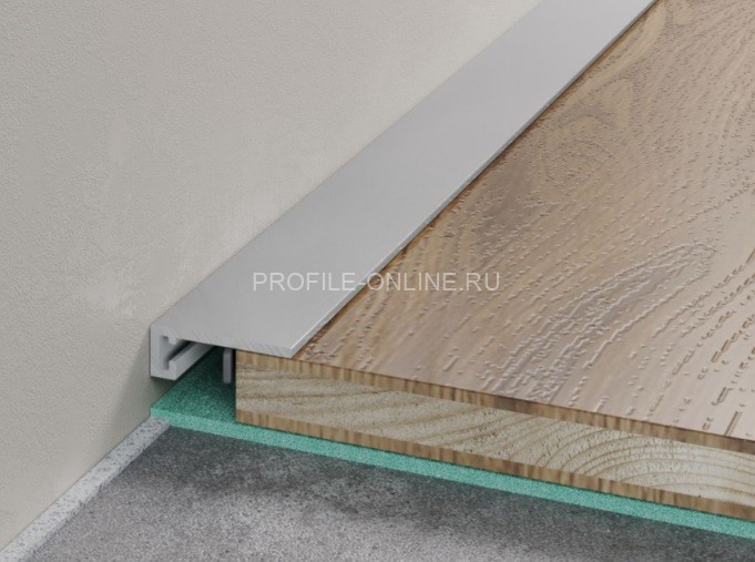 Микроплинтус алюминиевый щелевой ПО-189 серебро глянец 2,7 м