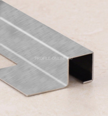 П-профиль из нержавеющей стали закладной SBP110-12H серебро глянец браш 2,7 м