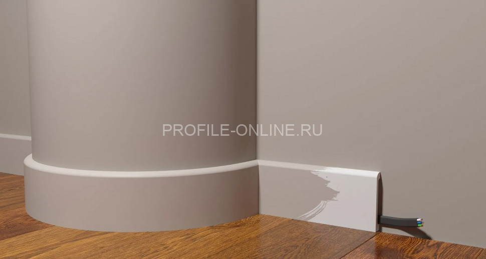 Напольный гибкий плинтус 80х13 мм Decor-Dizayn DD706F полистирол белый, под покраску 2 м