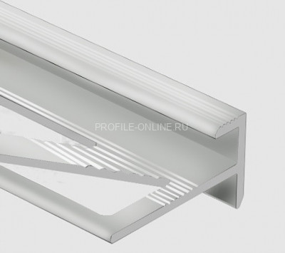 Алюминиевый профиль F-образный с рифлением 10 мм PV53-01 полированный 2,7 м