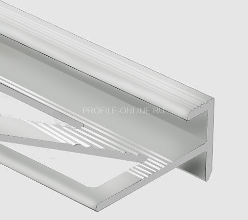 Алюминиевый профиль F-образный с рифлением 10 мм PV53-01 полированный 2,7 м