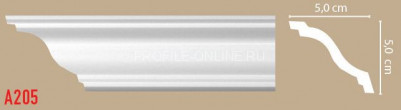 Плинтус потолочный гладкий DECOMASTER A205 (50x50x2000) ударопрочный, белый, под покраску