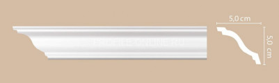 Плинтус потолочный гладкий DECOMASTER A205 (50x50x2000) ударопрочный, белый, под покраску