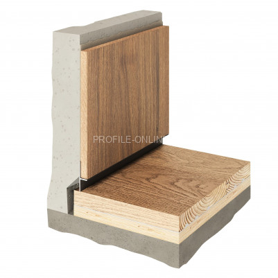 Теневой плинтус скрытого монтажа алюминиевый Decaro D004.1A Black черный 2 м