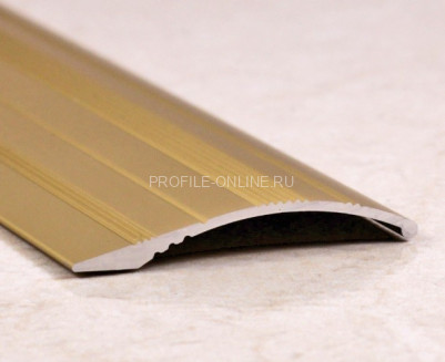 Алюминиевый порог разноуровневый с рифлением 39 мм ПО-39х6 золото матовое 2,7 м