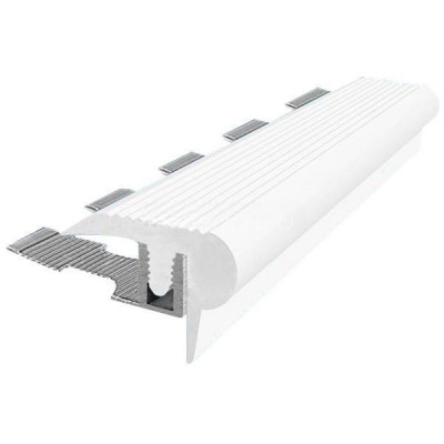 Закладной угловой профиль противоскользящий с резиновой вставкой Fm-18мм белый 2,7 м