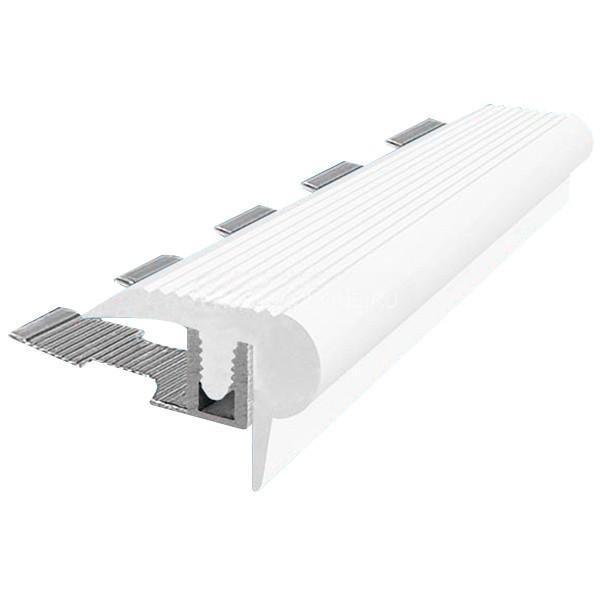 Закладной угловой профиль противоскользящий с резиновой вставкой Fm-18мм белый 2,7 м