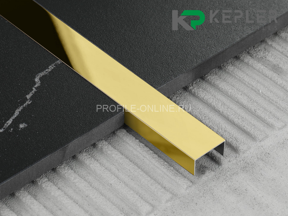 П-образный профиль 10х20 мм из нержавеющей стали SS 304 FSUP20-GP S.S.304 золото полированное 2.7 м