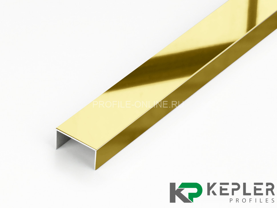 П-образный профиль 10х20 мм из нержавеющей стали SS 304 FSUP20-GP S.S.304 золото полированное 2.7 м