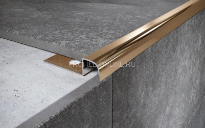 Нержавеющий П-профиль окантовочный закладной стальной 15х15 мм FUR 15 GP золото полированное 270 см