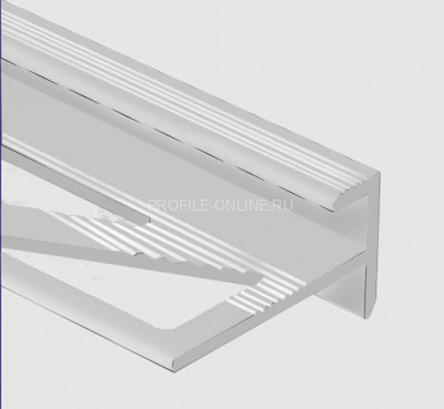 Алюминиевый профиль F-образный с рифлением 10 мм PV53-02 серебро матовое 2,7 м