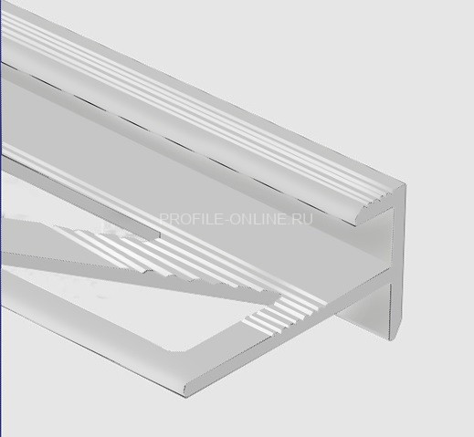 Алюминиевый профиль F-образный с рифлением 10 мм PV53-02 серебро матовое 2,7 м