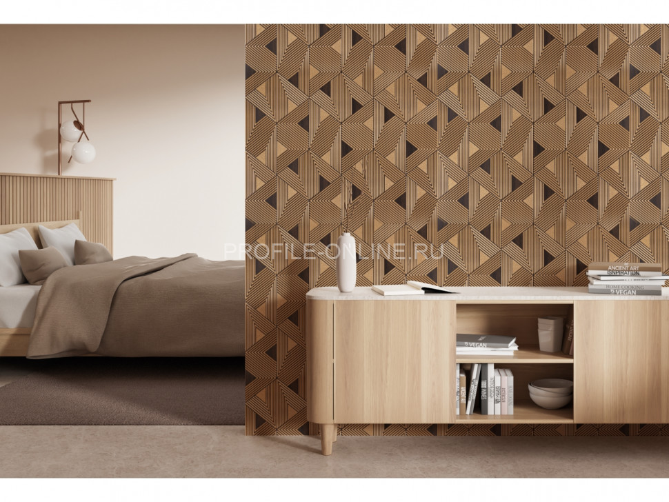 Отделочная стеновая декоративная панель с геометрическим узором HiWood Maximum DM629 BR55 композит 600мм х 4мм х 3м