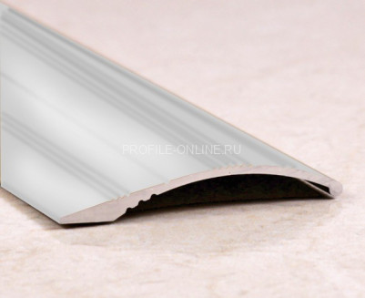 Алюминиевый порог разноуровневый с рифлением 39 мм ПО-39х6 серебро глянец 2,7 м