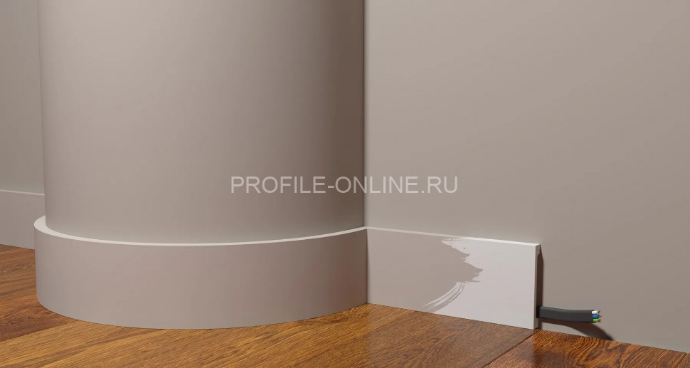 Напольный гибкий плинтус 80х13 мм Decor-Dizayn DD708-E композитный материал белый, под покраску 2 м