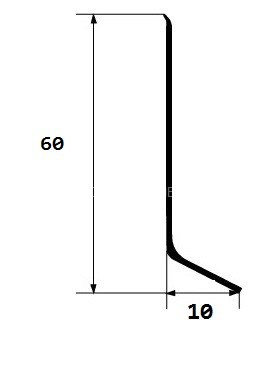 Плинтус напольный алюминиевый 60 мм ПТ-60 хром 3 м