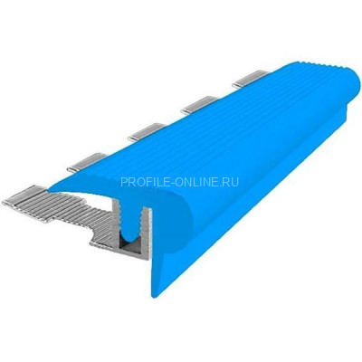 Закладной угловой профиль противоскользящий с резиновой вставкой Fm-18мм голубой 2,7 м