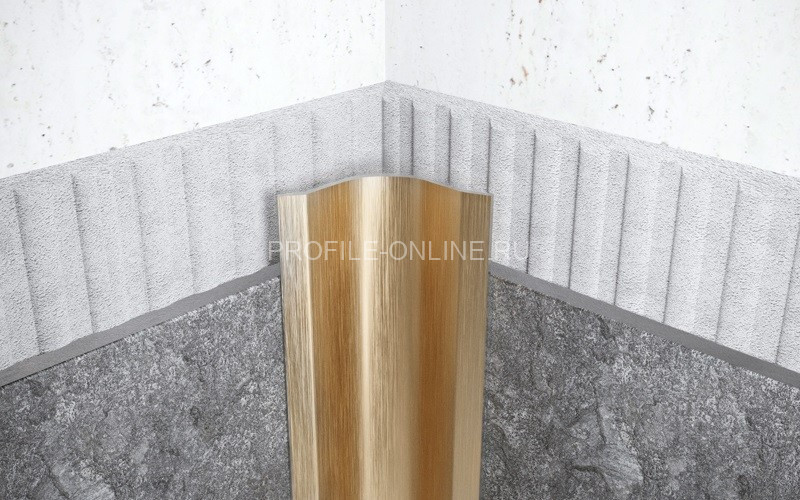 Нержавеющий уголок стальной внутренний округлый с загнутыми краями 40х40 мм FVR 40 GS золото сатинированное 300 см