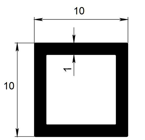 Алюминиевый бокс квадратный 10х10х1 мм 3 м
