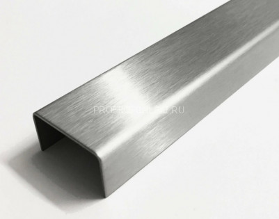 Нержавеющий П-профиль стальной 10х20 мм SUP20-10H серебро глянец браш 2,7 м