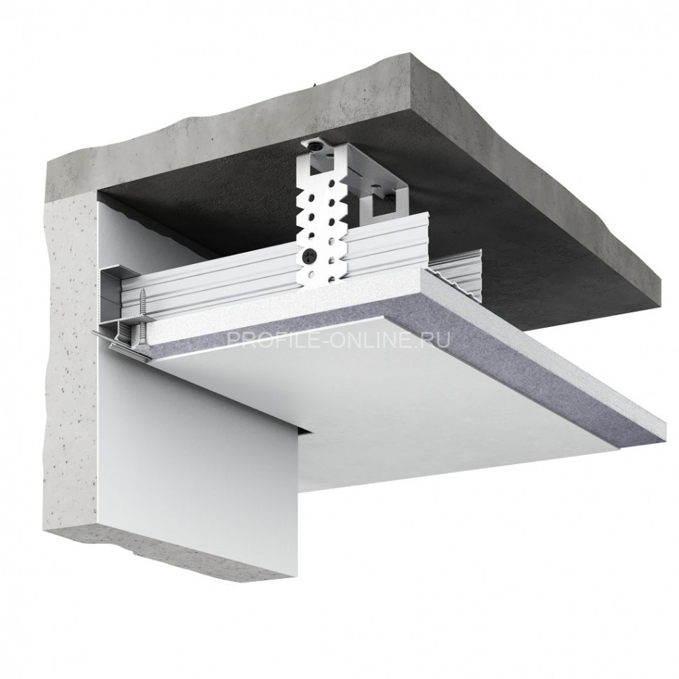 Потолочный теневой плинтус алюминиевый Decaro D005.2 без покрытия 2 м