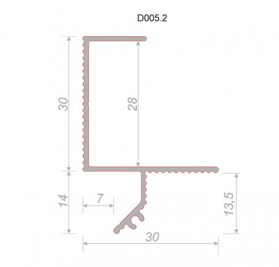 Потолочный теневой плинтус алюминиевый Decaro D005.2 без покрытия 2 м