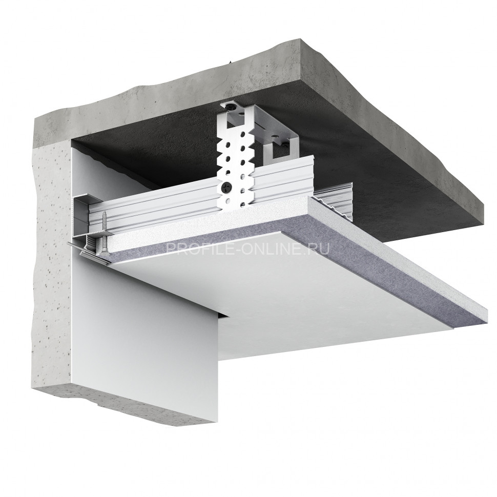 Потолочный теневой плинтус алюминиевый Decaro D005.2 без покрытия 2 м