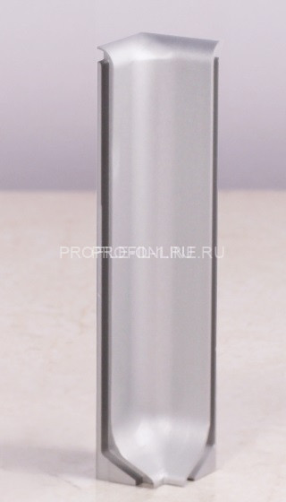 Металлический уголок внутренний для плинтуса напольного ПЛ-150 серебро матовое