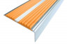 Алюминиевый противоскользящий угловой порог 70х22 мм с резиновыми вставками АУ-70 оранжевый 3 м