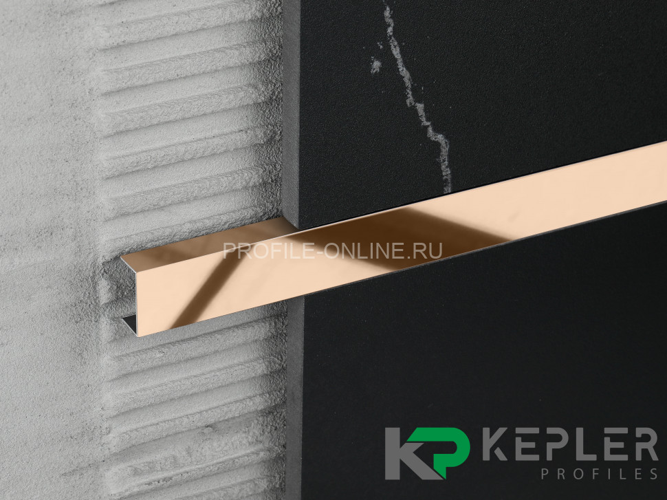 П-образный профиль 10х20 мм из нержавеющей стали SS 304 FSUP20-RP S.S.304 розовое золото полированное 2.7 м