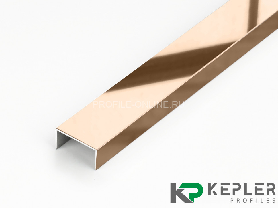 П-образный профиль 10х20 мм из нержавеющей стали SS 304 FSUP20-RP S.S.304 розовое золото полированное 2.7 м