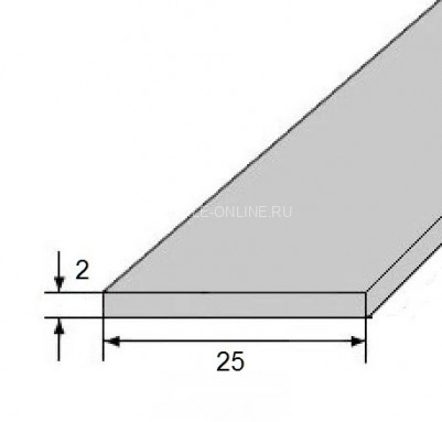 Алюминиевая полоса 25х2 мм серебро 3 м