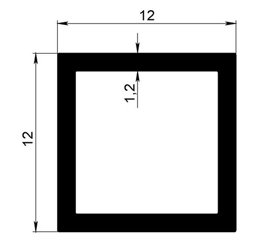 Алюминиевый бокс квадратный 12х12х1,2 мм 3 м