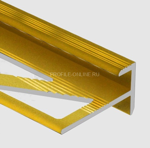 Алюминиевый профиль F-образный с рифлением 10 мм PV53-04 золото матовое 2,7 м