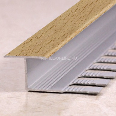 Алюминиевый Т-профиль 16 мм закладной Т-16 КД Бук светлый 2,7 м (упаковка 10 штук)