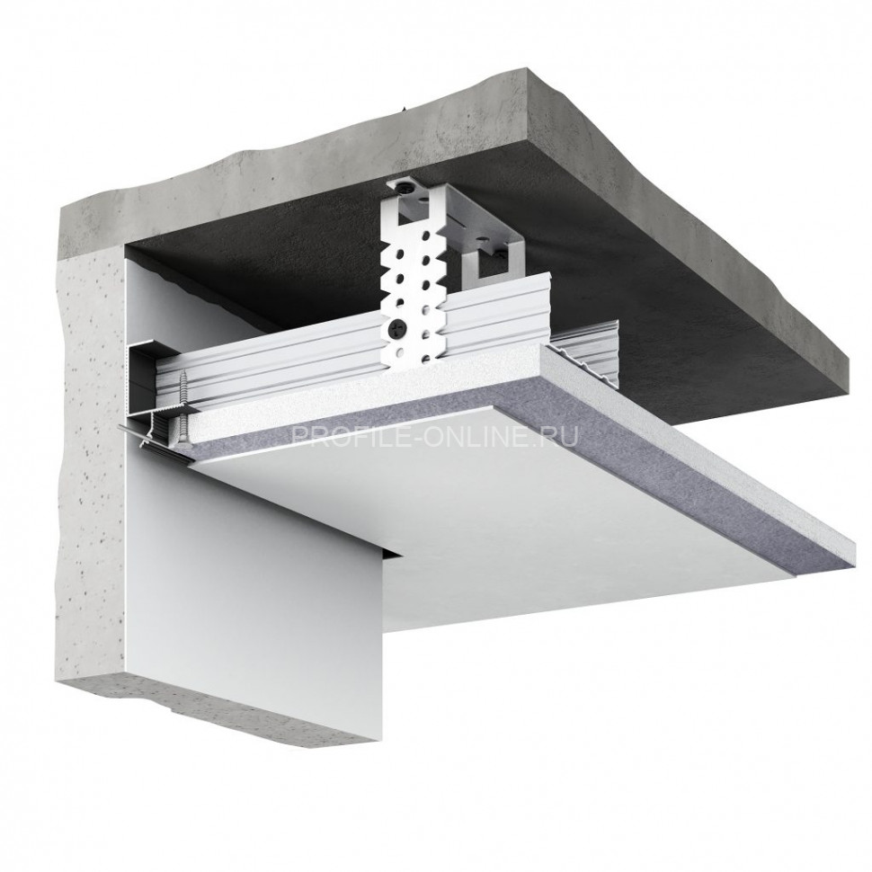 Потолочный теневой плинтус алюминиевый Decaro D005.2A Black черный 2 м