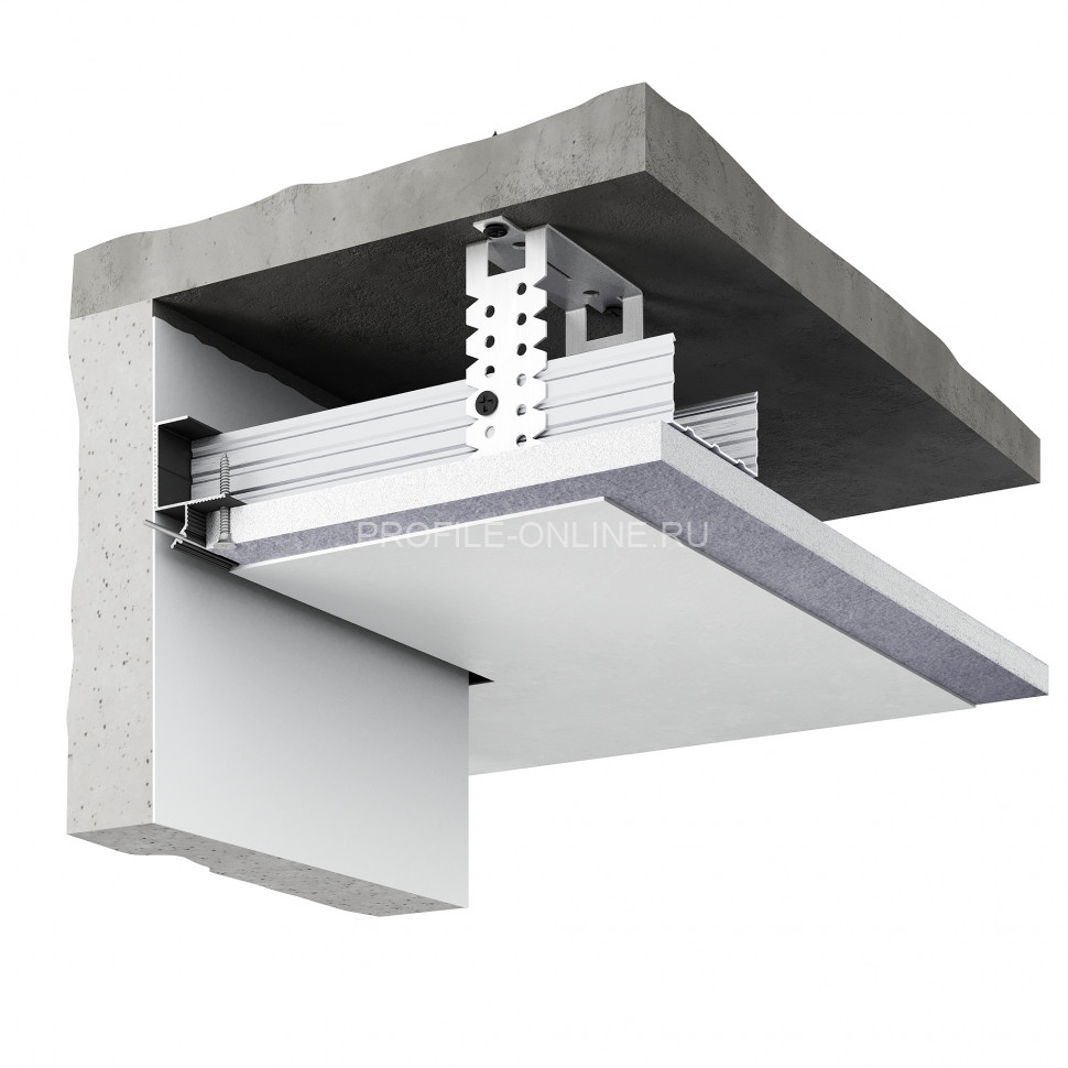 Потолочный теневой плинтус алюминиевый Decaro D005.2A Black черный 2 м