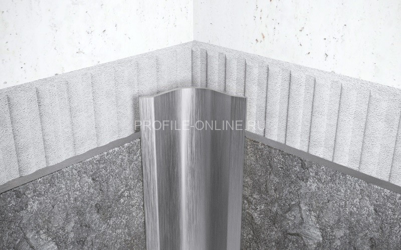 Нержавеющий уголок стальной внутренний округлый с загнутыми краями 40х40 мм FVR 40 S сатинированная сталь 300 см