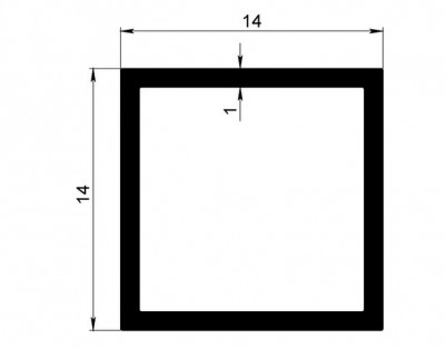 Алюминиевый бокс квадратный 14х14х1 мм 3 м