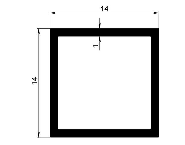 Алюминиевый бокс квадратный 14х14х1 мм 3 м