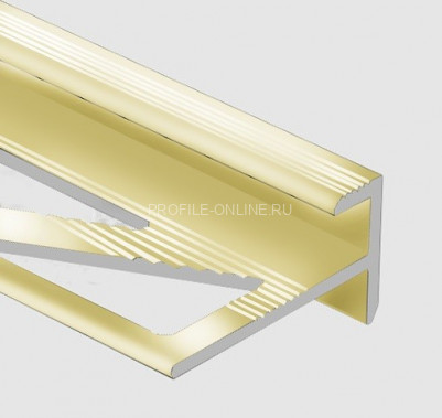 Алюминиевый профиль F-образный с рифлением 10 мм PV53-05 золото блестящее 2,7 м