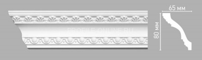 Плинтус потолочный с рисунком комбинированный классический декор DECOMASTER 95016 (80x65x2400) из полиуретана, белый под покраску