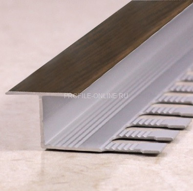 Алюминиевый Т-профиль 16 мм закладной Т-16 КД Венге 2,7 м (упаковка 10 штук)