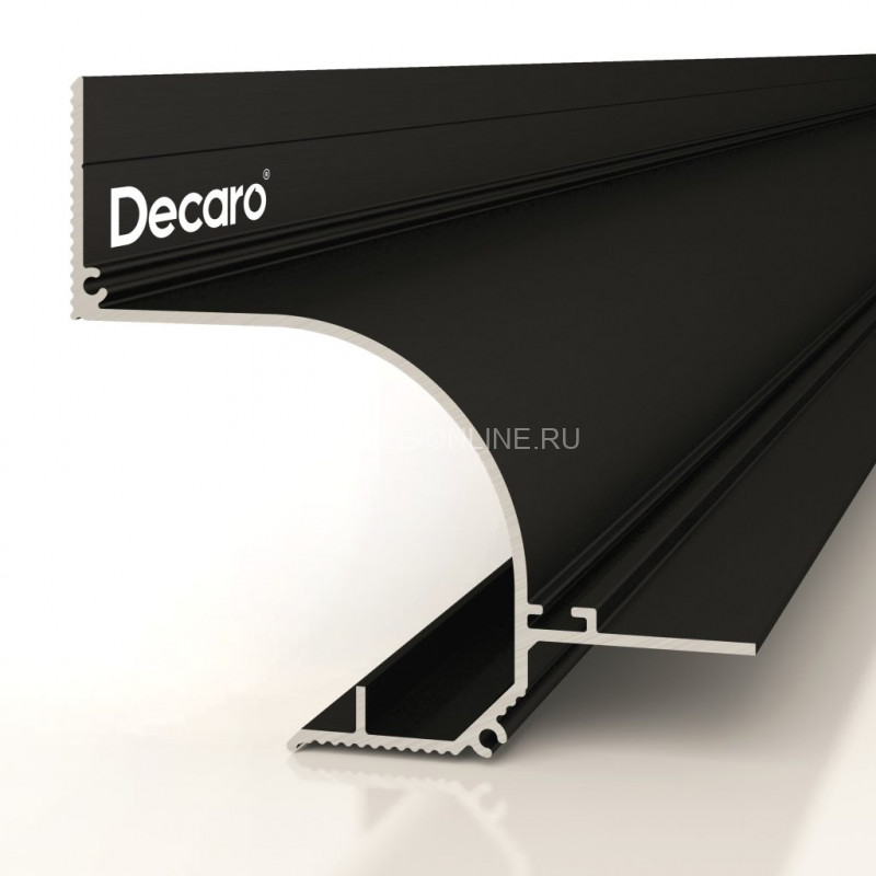 Потолочный теневой плинтус алюминиевый Decaro D006A Black черный с возможностью LED подсветки 2 м